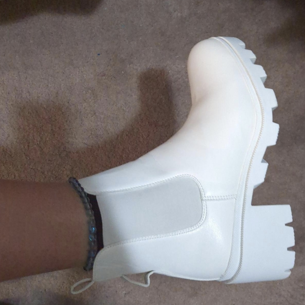 ASOS White Ankle Booties with Chunky Platform Sole
